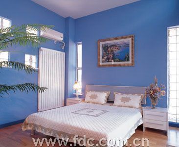 蓝色墙 白色柜子 浅色木地板(青黄色,浅黄色不错) 深紫,蓝色,蓝白