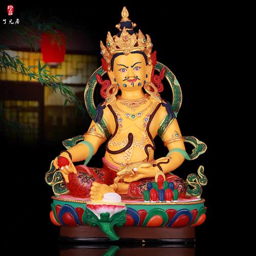 纯铜黄财神佛像精工尼泊尔铜彩绘密宗藏巴拉佛像供奉藏传招财摆件
