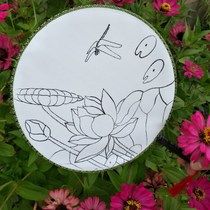 国画扇面空白团扇加厚双面夏绢面工笔书法写字宣纸手绘图填色圆形