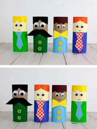 先用颜料在纸筒上画出头发的样子   再在纸筒下方涂上喜欢的颜色