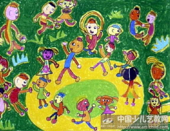 儿童画-快乐游戏-《少儿画苑》第09届国际少儿书画大赛获奖作品