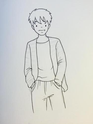 现代人物简笔画男大图