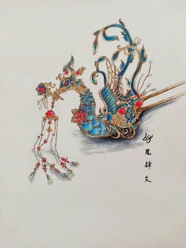 【手绘点翠步摇教程】 材料:马克笔 画手:我 封面为效果图,p2-p5为