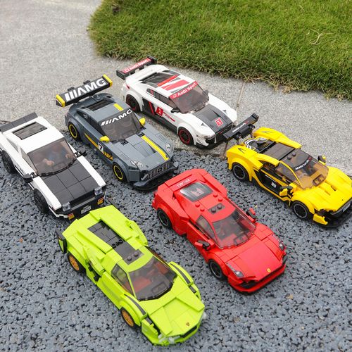 迷你乐高豪车小汽车gtr赛车ae86法拉利超级跑车小车系列积木小型