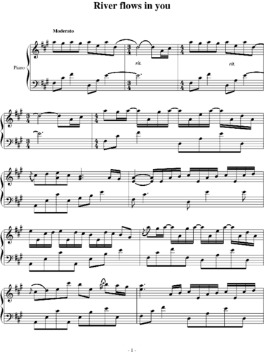 river flows in you 钢琴谱 原版