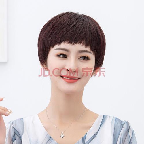 albert withman假发女短发全头套真发中老年头套圆脸真人发丝自然妈妈