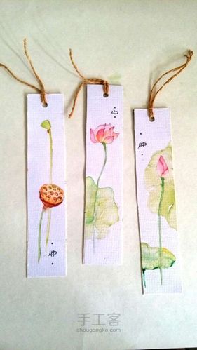 超简单水彩画(二)清雅荷塘书签-手工客官网