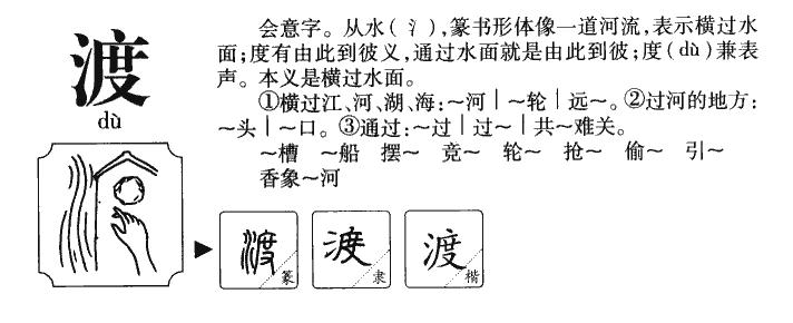 渡拼音|渡怎么读|渡部首|渡意思-作文选字典网