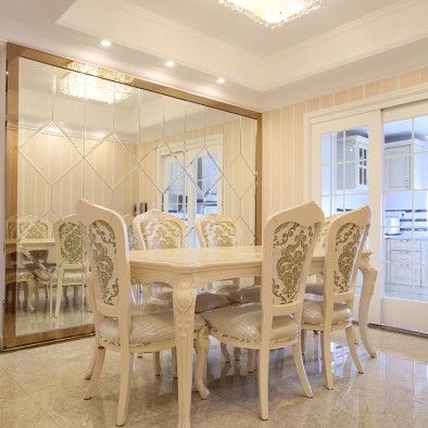 简欧餐厅玻璃背景墙效果图
