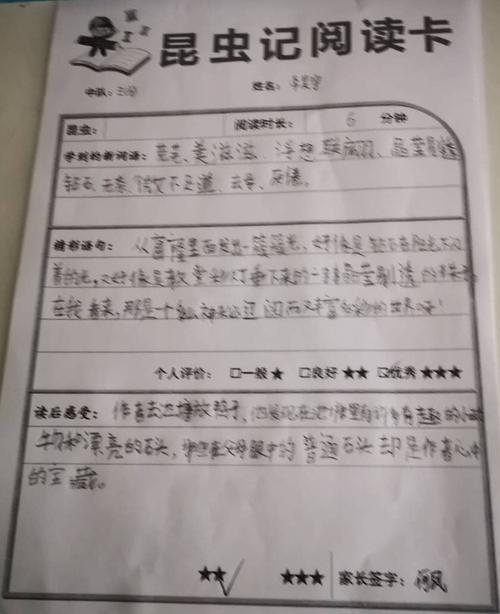《昆虫记》第一周读书记录卡