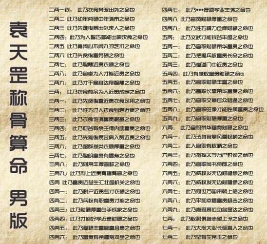 袁天罡称骨算命