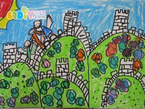 长城儿童画作品案例_巧巧手幼儿手工网