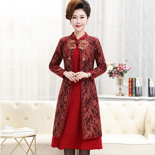 春夏结婚庆妈妈装套装连衣裙子阔太太两件套洋气喜婆婆婚礼服高贵