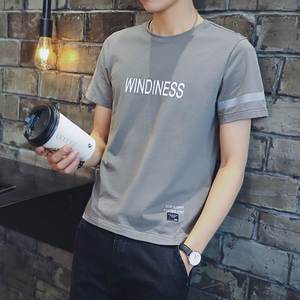 男式纯色短袖t恤夏衣成年高中生韩式搭配男装衣服瘦子t日式短衣