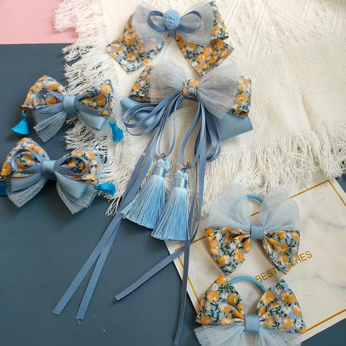 一琳手工发夹diy材料包丝带自制女童古风发饰套装蝴蝶结配件l08