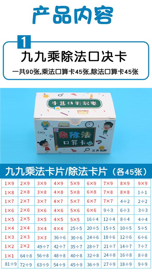 小学生二年级数学乘法除法口诀表九九乘除法口算卡片99乘法表教具