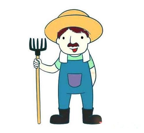 农民简笔画图片 农民伯伯的画法涂色简单好看