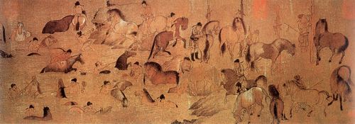 百马图卷(局部); [世界名画]百马图卷(局部); >>名画鉴赏
