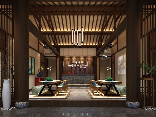 茶楼装修设计样板间图片 200平米茶楼装修效果图 日式风格