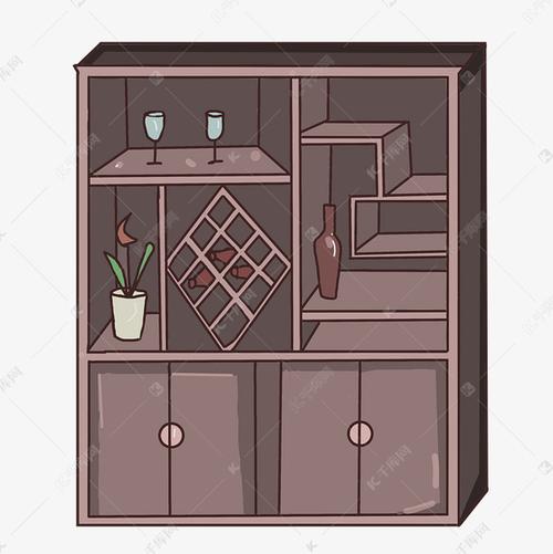 手绘酒柜家具插画