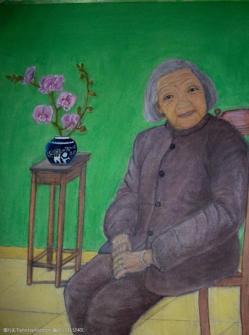 关键词:蝴蝶兰 外婆 老奶奶 微笑的老人 花 设计 文化艺术 绘画书法