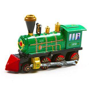 80后怀旧铁皮玩具-绿色复古小火车