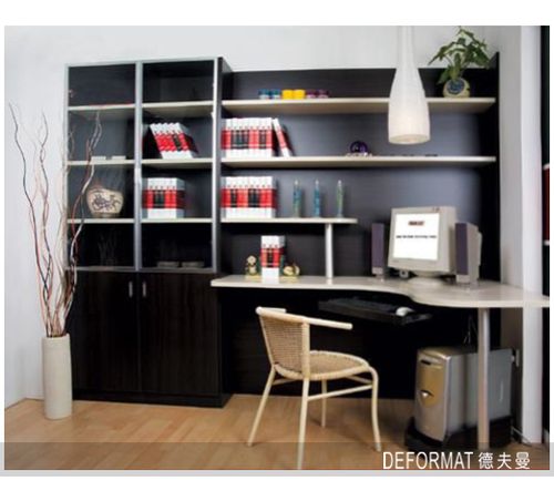 现代书柜装修效果图-时尚转角书柜效果图