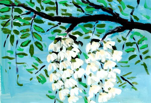 国际教育学院槐花文化主题艺术设计大赛绘画类学生作品