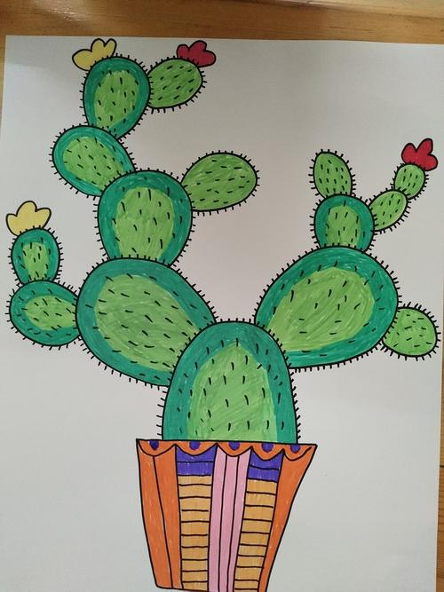 哇,今天我们要绘画的是――《仙人掌》