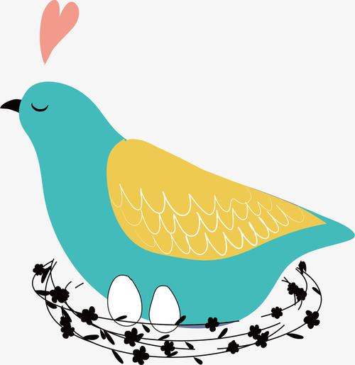 小鸟孵蛋矢量图
