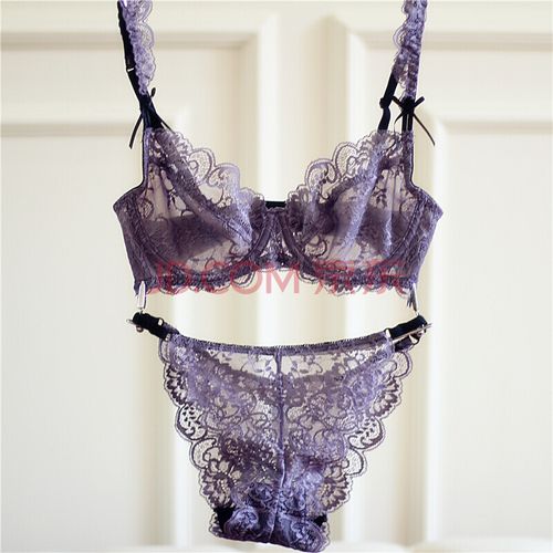 内衣内裤女套装性感美女欧美女有钢圈内衣文胸罩性感蕾丝刺绣透明少女