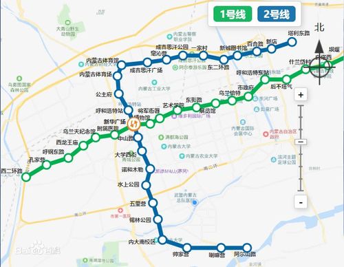 呼和浩特地铁2号线站点线路图