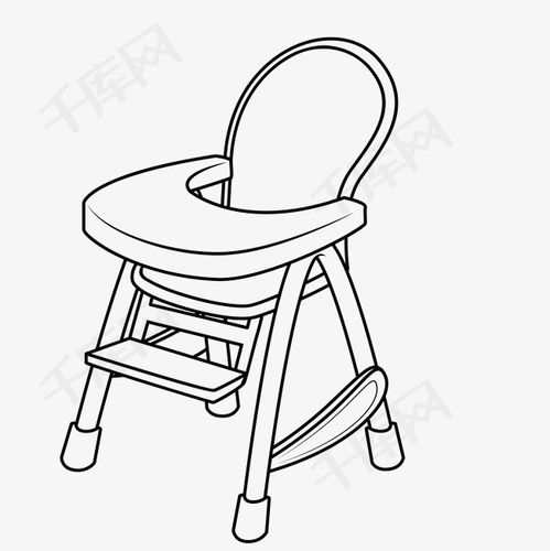 儿童座椅素描黑白色简笔线条儿童座椅椅子    