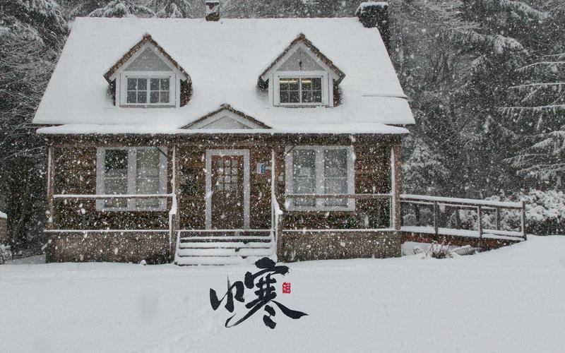 小寒时节唯美房屋冬天雪景风光