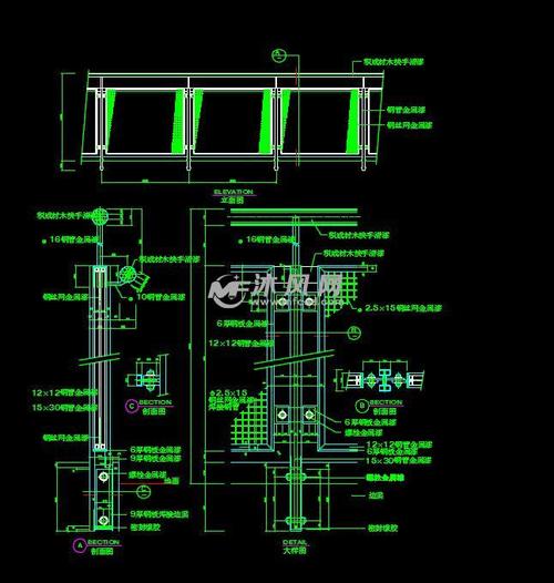 多款栏杆大样及施工详图 - autocad其他详图∕图库图纸 - 沐风图纸