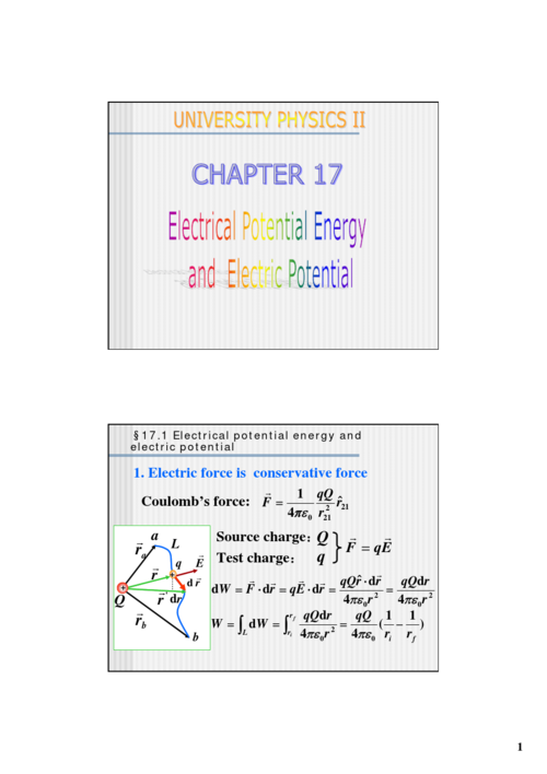 大物课件-电势,电势能electrical potential energy and electric