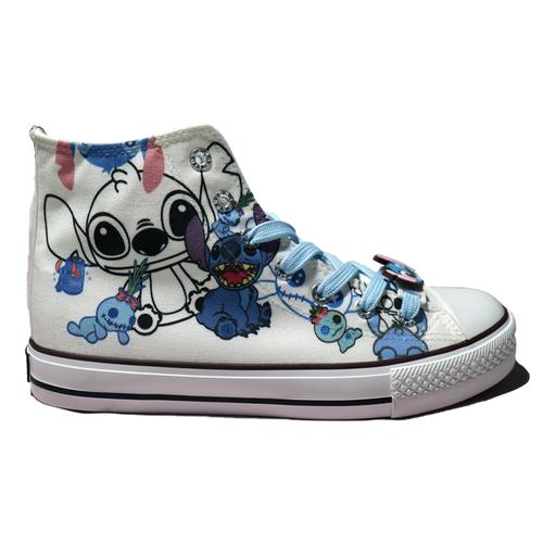 回力史迪仔联名ins超火国潮手绘小清新男女情侣高低帮帆布鞋白鞋