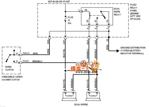 大众pasat喇叭电路图