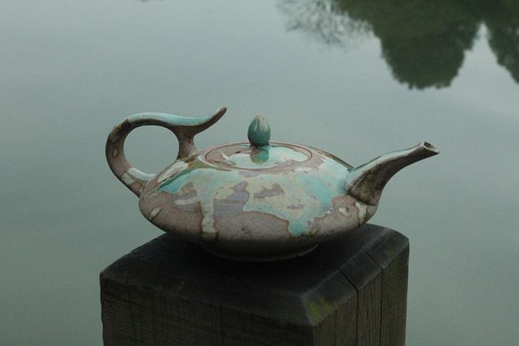 长沙铜官窑手工茶壶陶器陶瓷单壶生活家居功夫茶创意绿釉点釉礼品