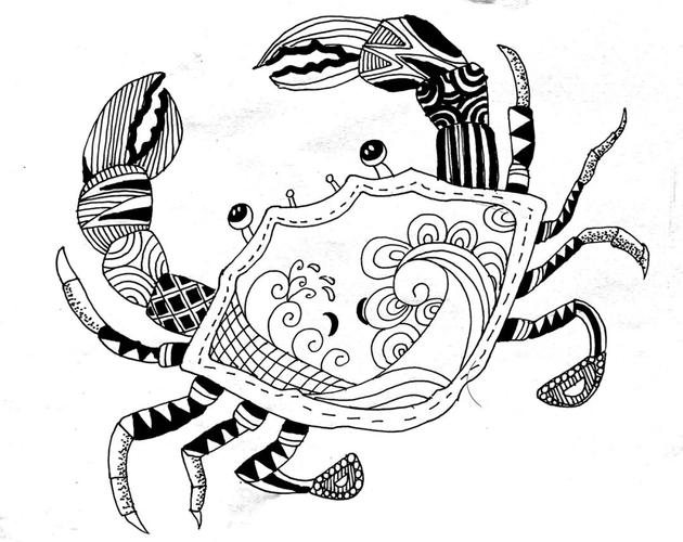 幼儿92简笔画黑白装饰画大螃蟹0215_简笔画_装饰画_幼儿_螃蟹