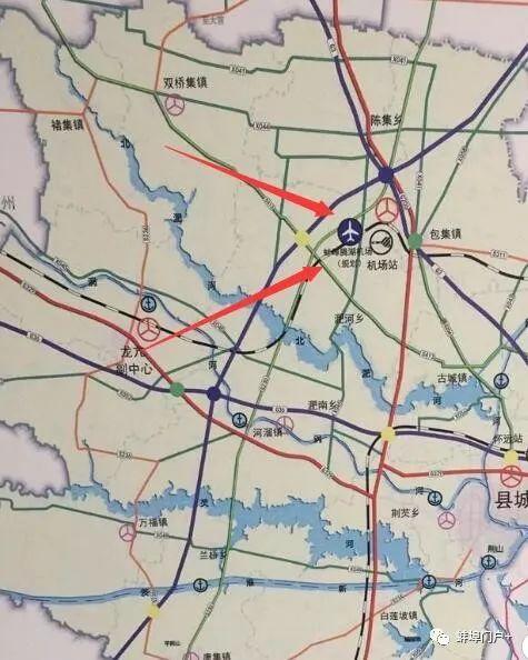 越来越近的蚌埠怀远腾湖机场卫星示意图