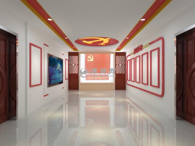 某党建活动室cad施工图效果图