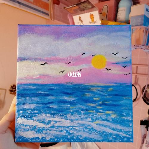 丙烯画日出大海_大海_日出_颜料_丙烯画_文化_绘画
