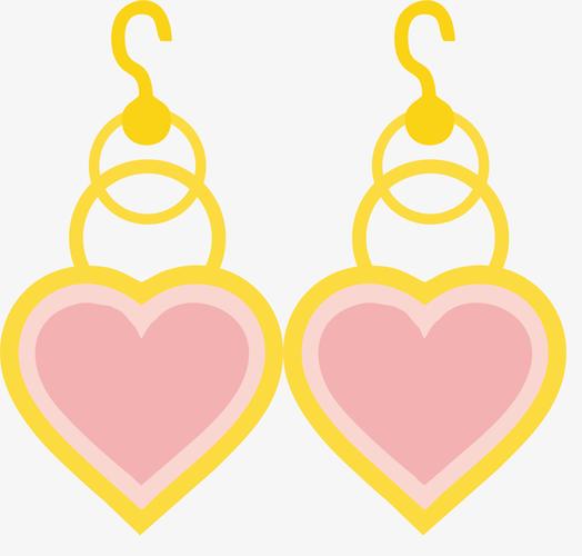 桃心矢量卡通耳环