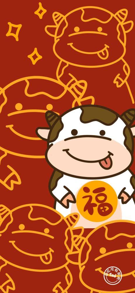 过年必换手机壁纸|红色对联年画宝宝财神爷牛年大吉壁纸