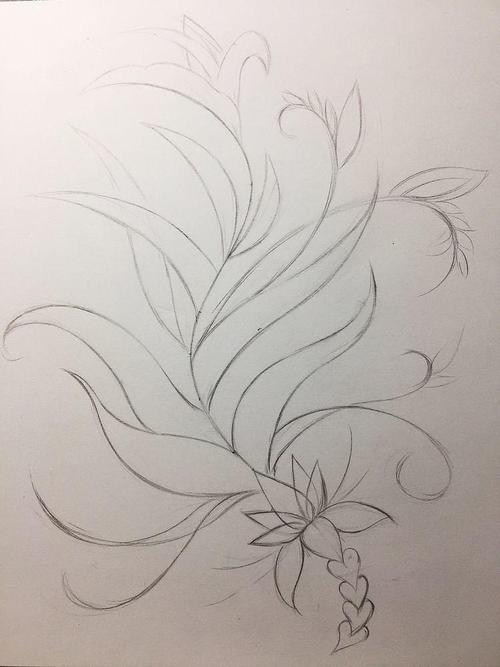 画画线条练习,凤尾花