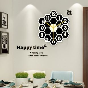 现代时钟时尚简约儿童房间蜂巢静音钟表客厅电视背景墙创意挂钟