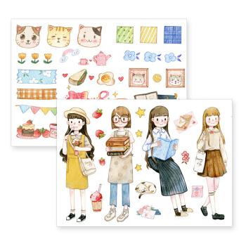 手帐素材森系少女简笔画