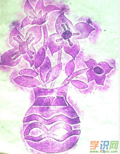 小学生版画作品花朵