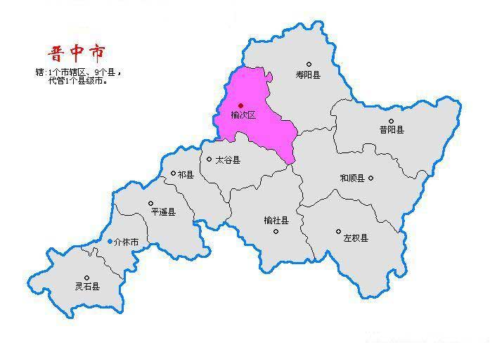 晋中市分区示意图